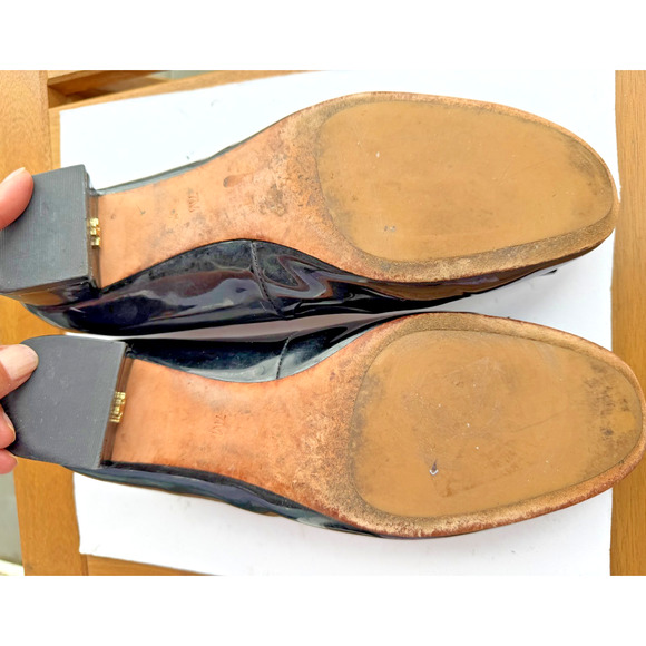 Tory burch Gigi Black Patent Leather flat slip on Pumps US 7 M logo classic - Picture 7 of 12